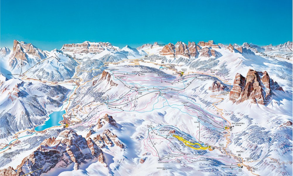Smučarsko področje Civetta, del Dolomiti ski passa