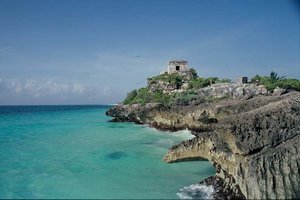 Ostanki majevske civilizacije, ob plaži Tulum, na Yucatanu