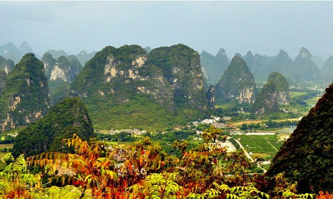 Yuangshuo, razgled z Mesečevega hriba